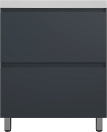 Style Line Тумба с белой раковиной Манхэттен 70 Plus эмаль графит матовая – фотография-1